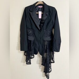 LILLY'S KLOSET Asymmetrical Lace Cut Out Fairy Goth Alternative Blazer Size M